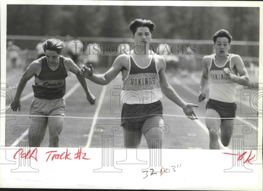 1993 Press Photo Keith Dobler of Coeur d&#39;Alene Vikings Won 100-Meter Track Event- Historic Images