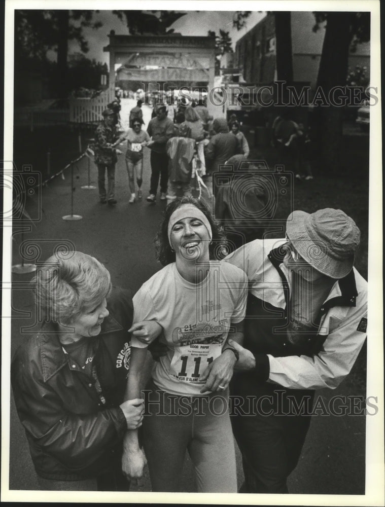 1989 Press Photo Track &amp; field runner, Mary Ann Farrell wins Coeur d&#39;Alene race- Historic Images