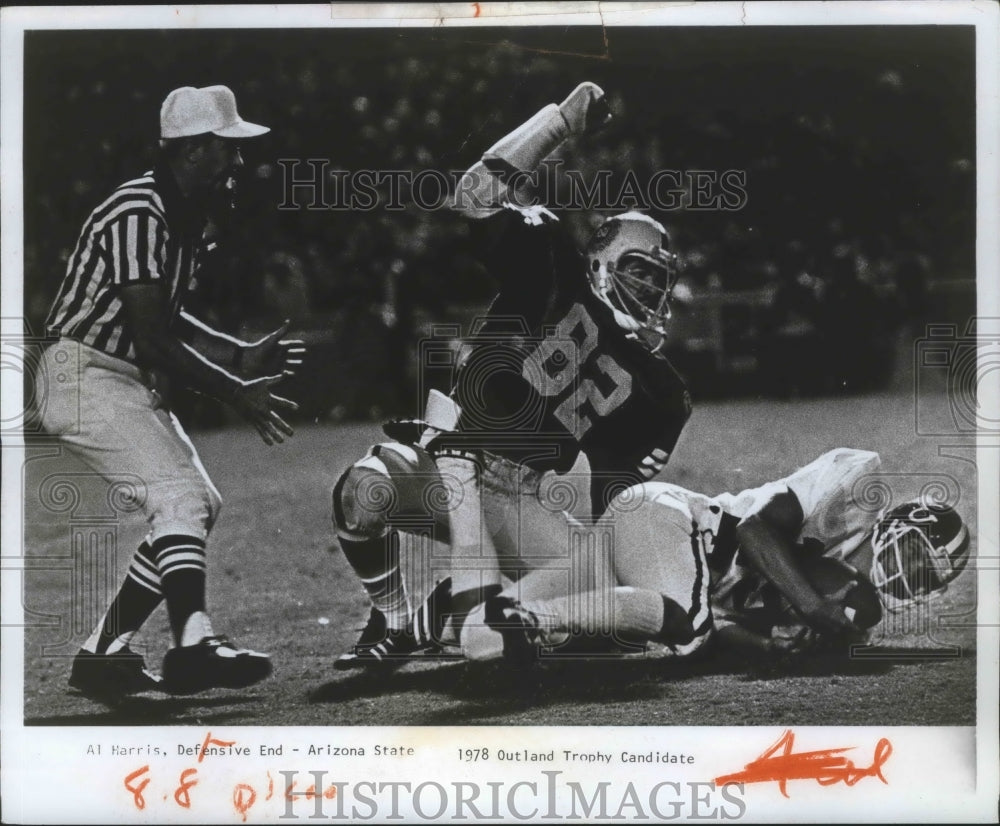 1978 Press Photo Al Harris-Arizona State Defensive End Makes a Football Play- Historic Images