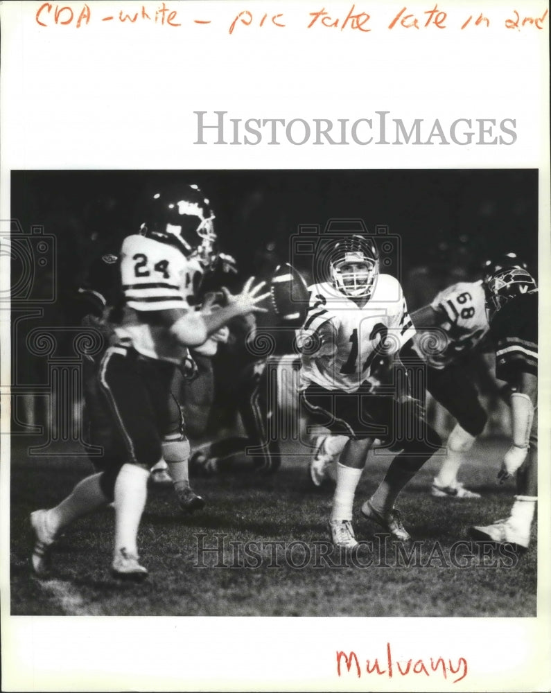 1985 Press Photo Coeur d&#39;Alene football players, Duane Hallinday, Justin Kane- Historic Images