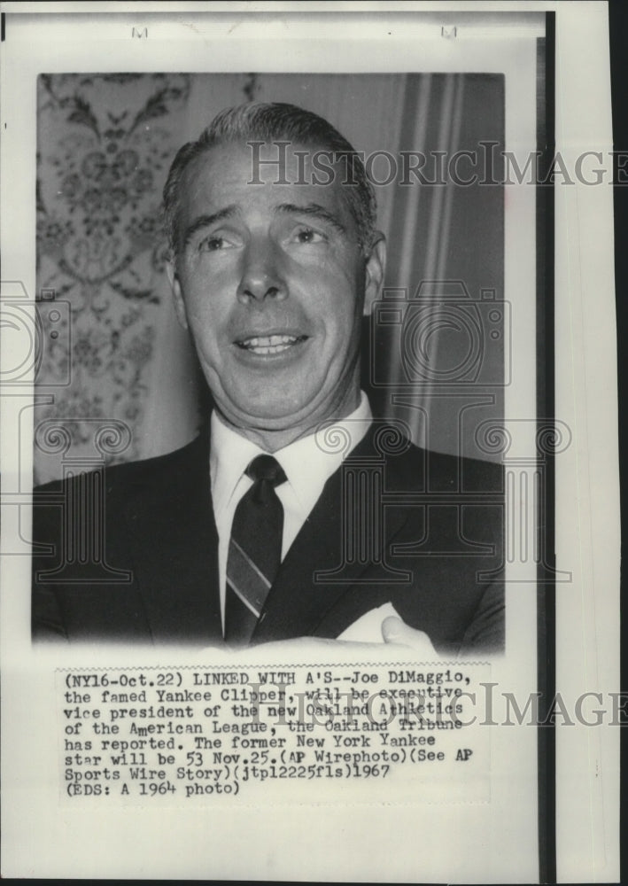 1964 Press Photo Joe DiMaggio-Yankee Great to be Oakland&#39;s Vice President- Historic Images