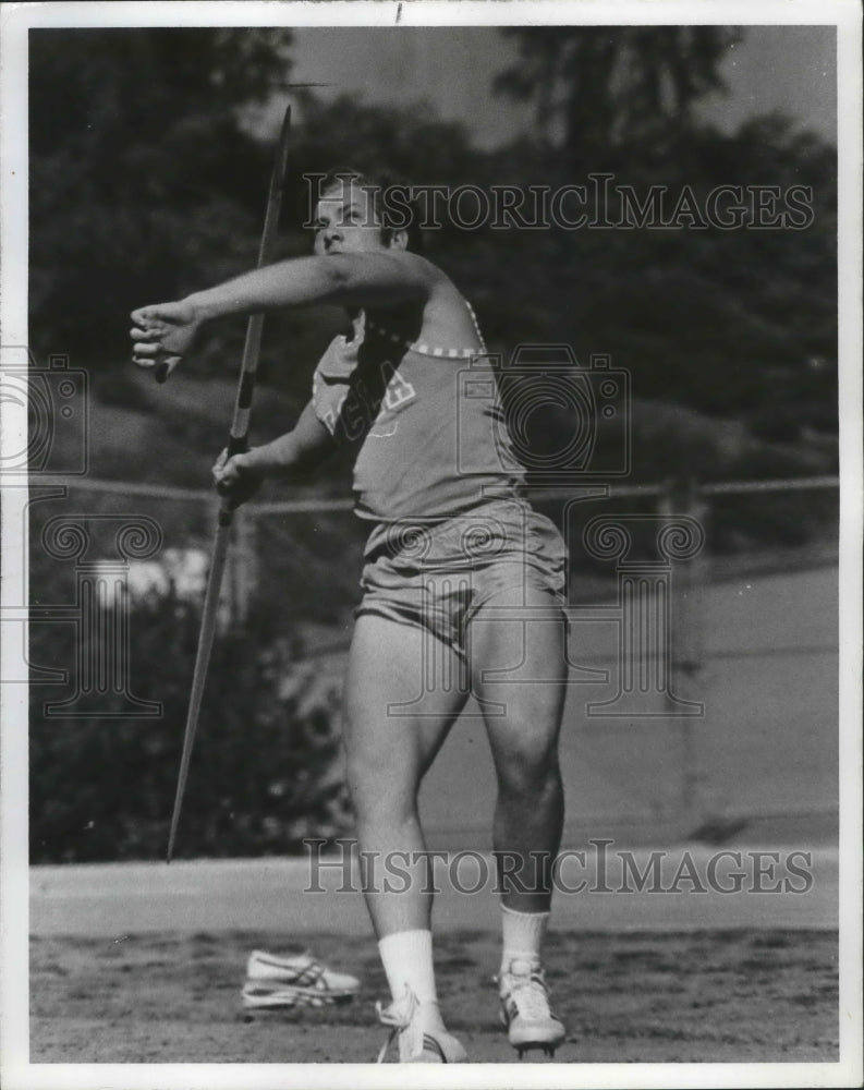 1971 Press Photo Peter Jones, 1971 UCLA track and field javelin thrower- Historic Images