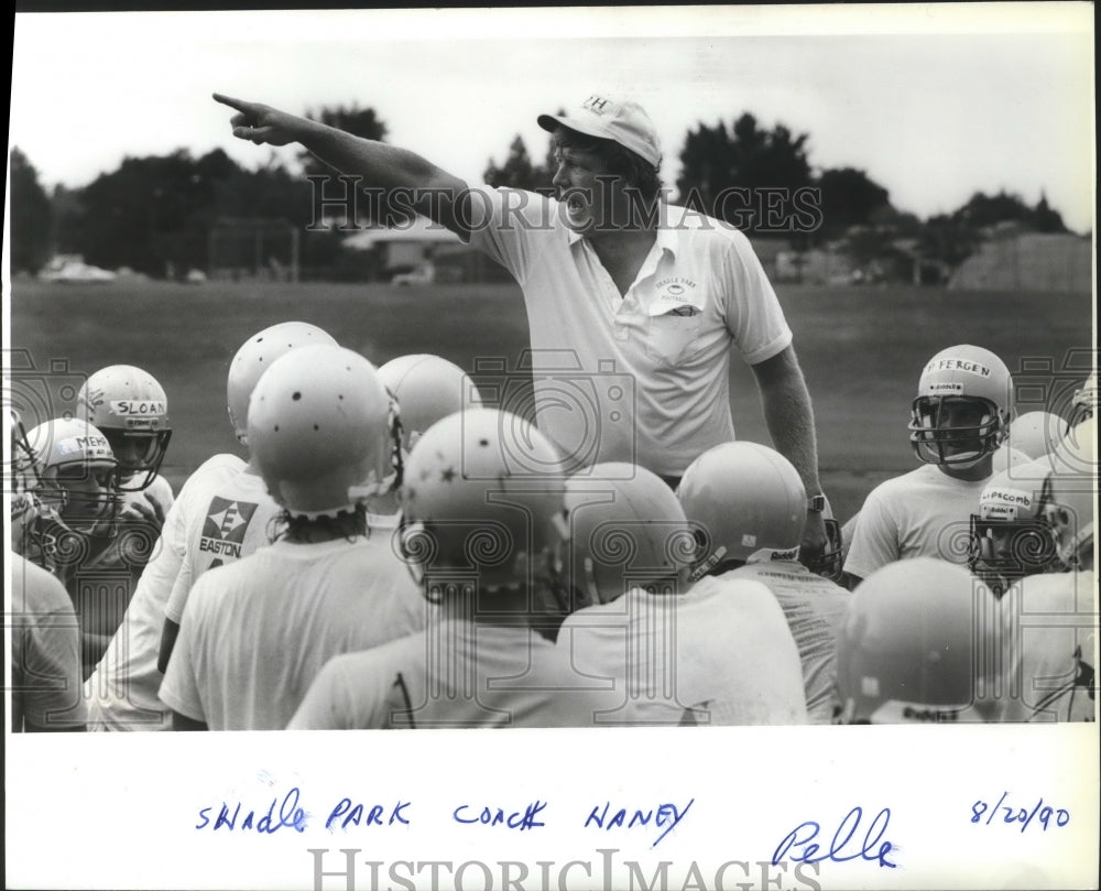 1990 Press Photo Shadle Park football coach Bob Haney and team - sps04640- Historic Images