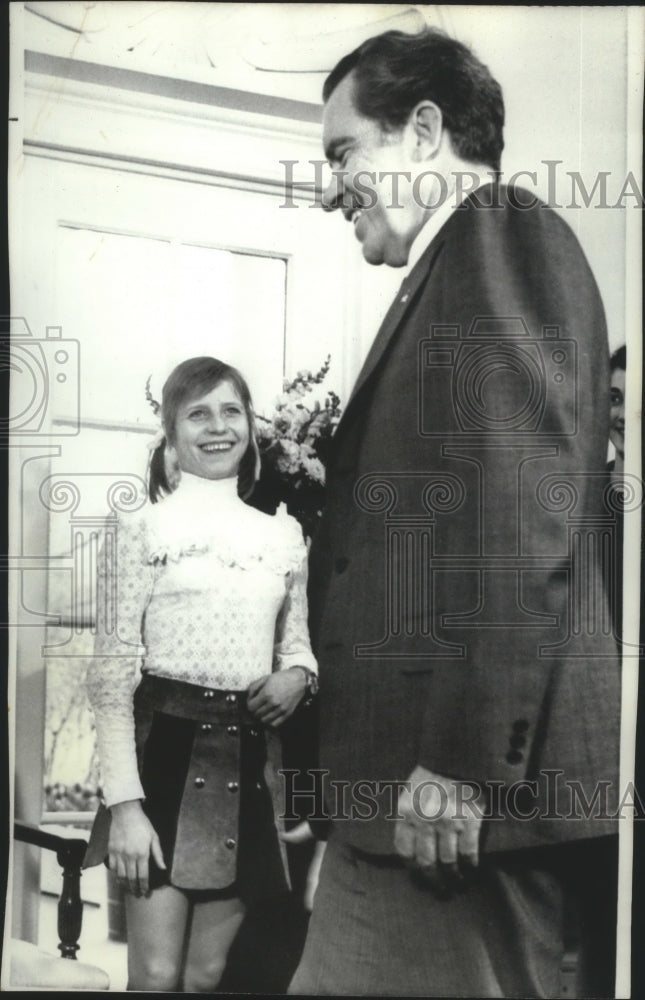 1973 Press Photo President Richard Nixon and gymnast Olga Korbut - sps05000- Historic Images