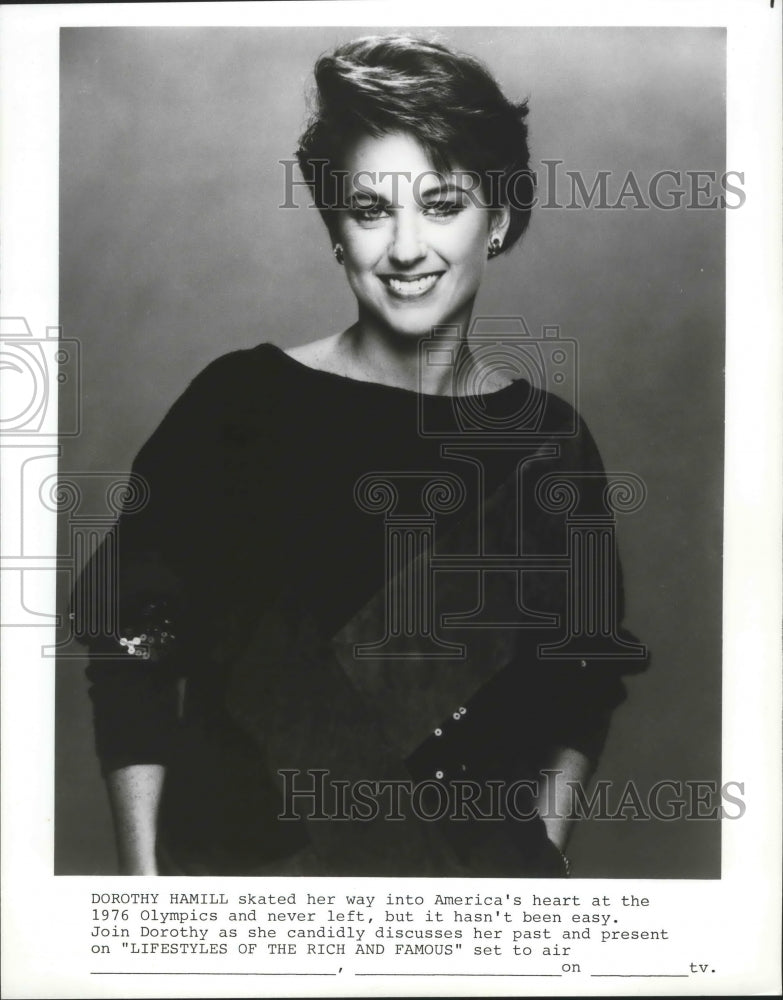 1985 Press Photo Skater Dorothy Hamill in the Olympics - sps05745- Historic Images