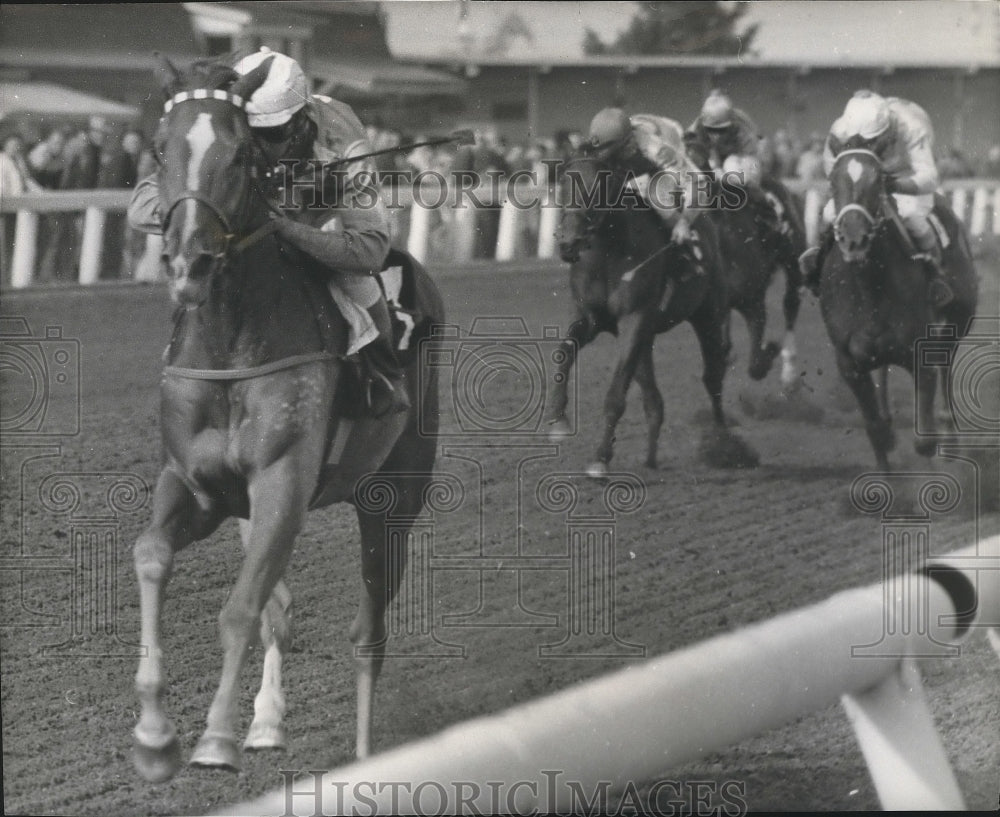 1963 Press Photo Horse racing duo, Little Choo Choo &amp; Virgil Pacheco at Playfair- Historic Images