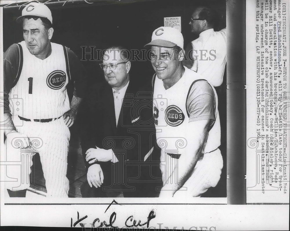 1964 Press Photo Reds Manager Red Hutchinson to Get Treatment in Seattle, WA- Historic Images