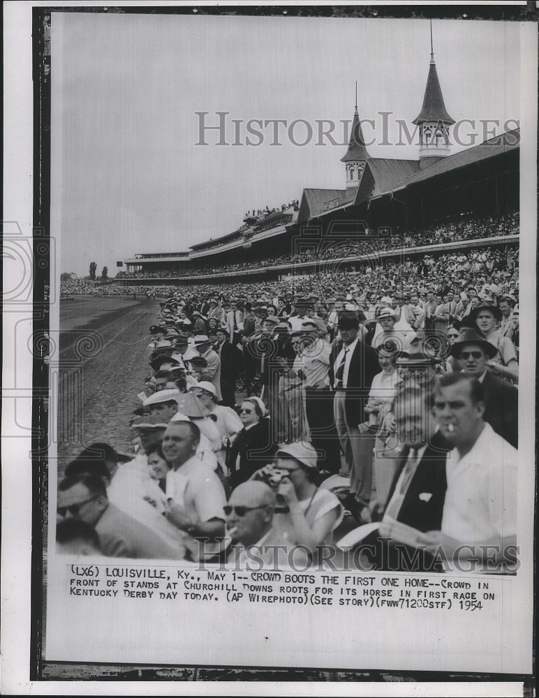 1954 Press Photo A crowd of horse racing fans at the Churchill Downs stands- Historic Images