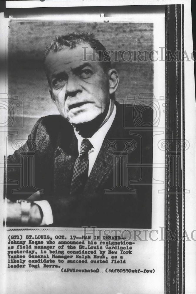 1964 Press Photo St. Louis Cardinals baseball field manager, Johnny Keane- Historic Images