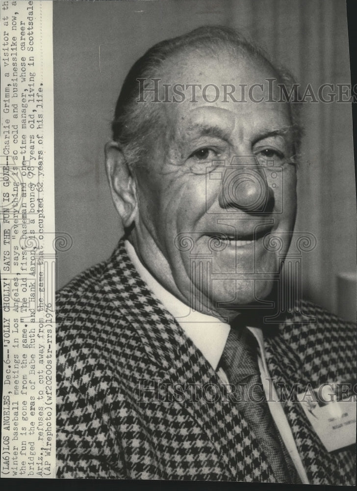 1976 Press Photo Charlie Grimm, old first baseman and one-time baseball manager- Historic Images