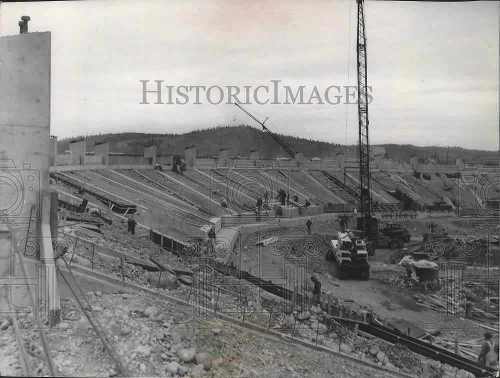 1958 Press Photo Spokane Baseball Park under construction - sps07125- Historic Images