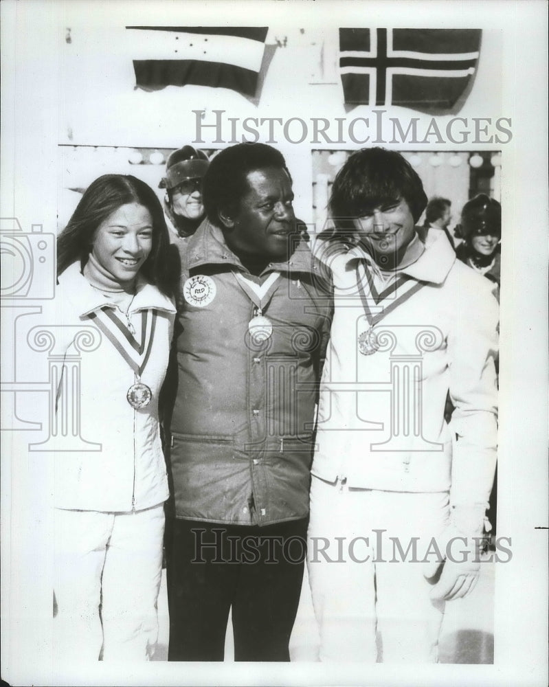 Press Photo Figure skaters Tai Babilonia &amp; Randy Gardner with Flip Wilson- Historic Images