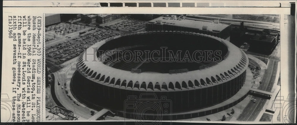 1968 Press Photo Aerial view of Busch Memorial Stadium in St. Louis, Missouri- Historic Images