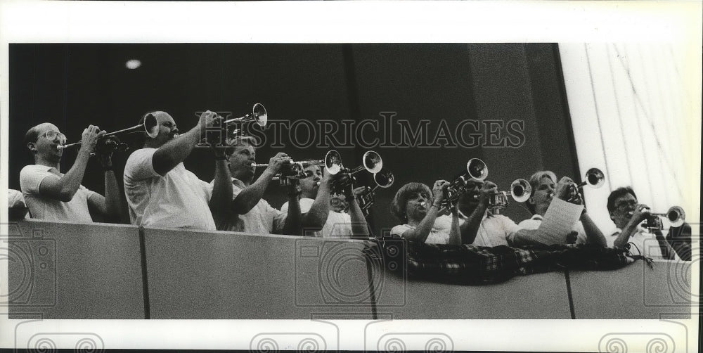 1989 Press Photo Royal Fireworks Concerts brass section at Jr. Olympics- Historic Images