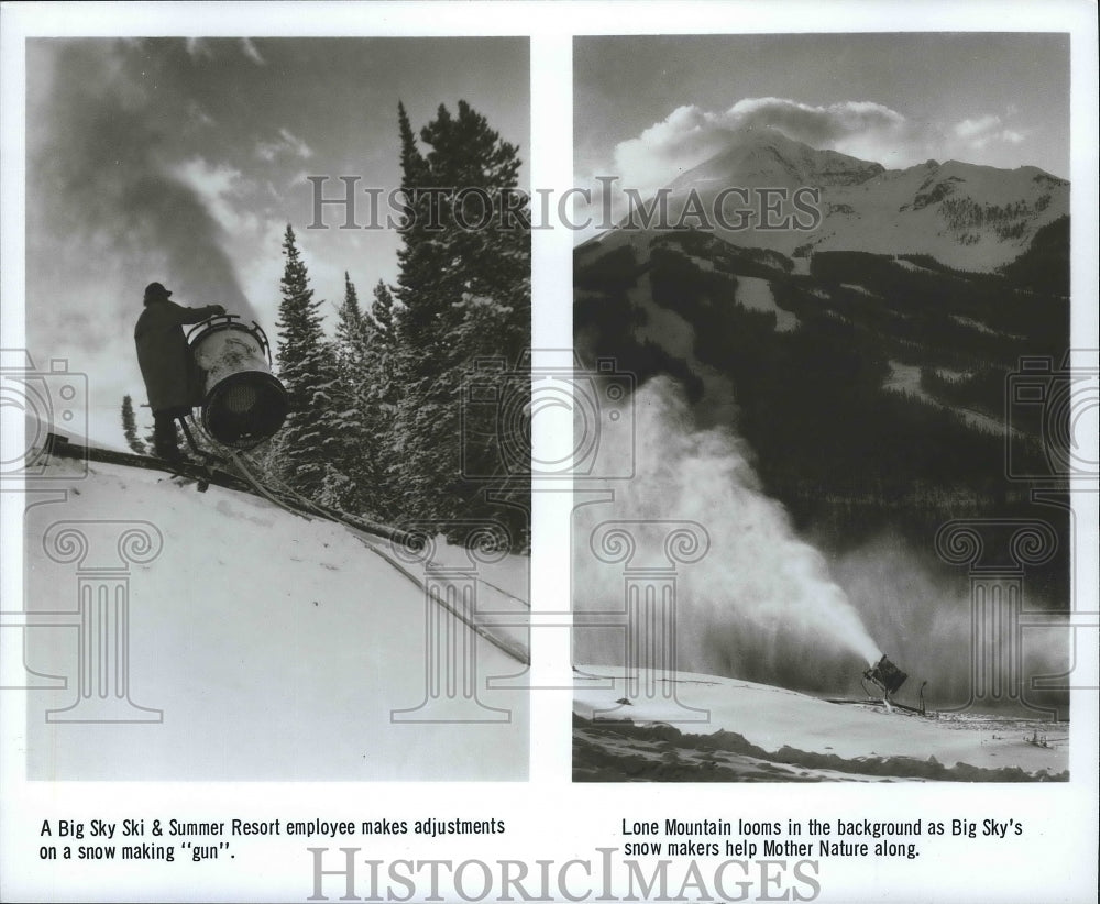 1990 Press Photo Views of skiing areas at Big Sky Ski &amp; Summer Resort in Montana- Historic Images