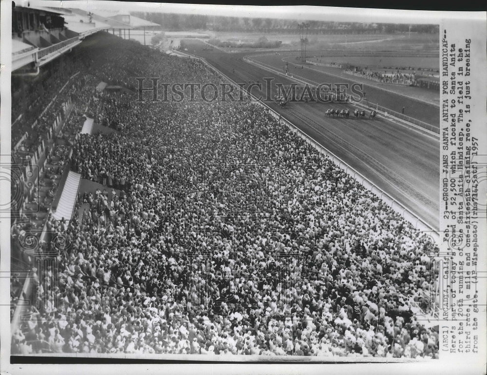 1957 Press Photo The third Horse Race at the Santa Anita Handicap - sps07651- Historic Images