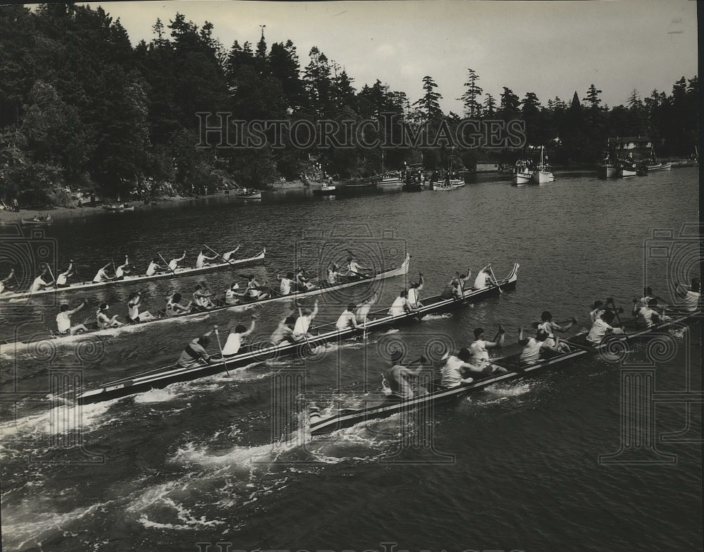 1957 Press Photo Annual Regatta boat racing at the Gorge, Victoria - sps07794- Historic Images