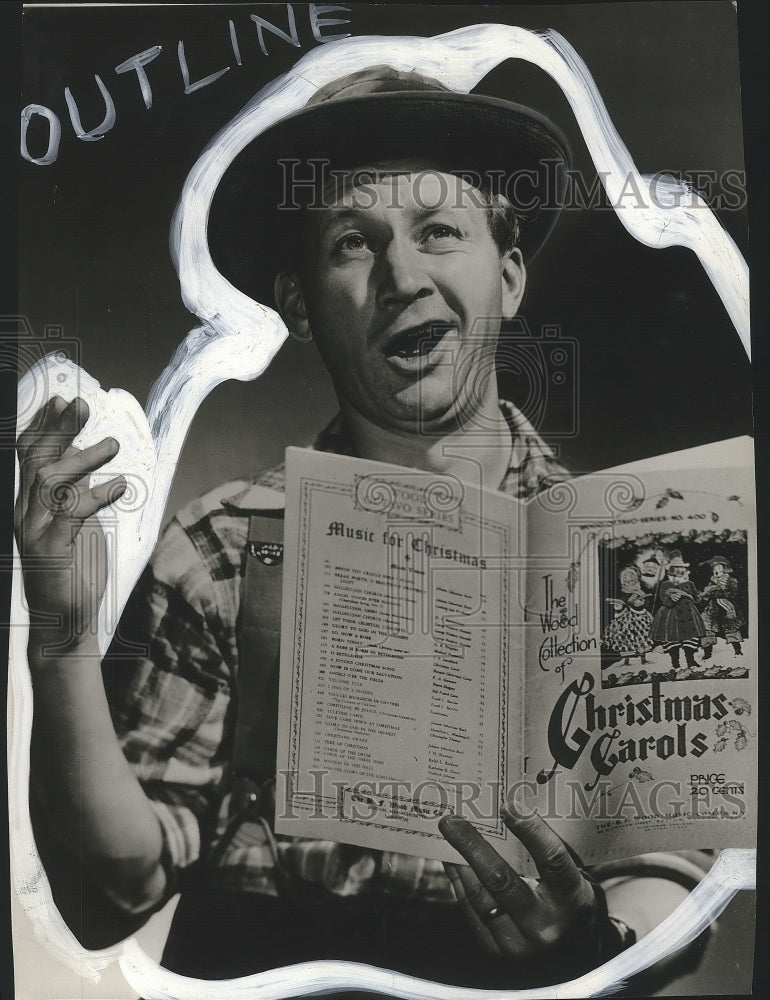 1955 Press Photo Comedian Harry Stewart as Yogi Yorgesson appears in Sports Show- Historic Images