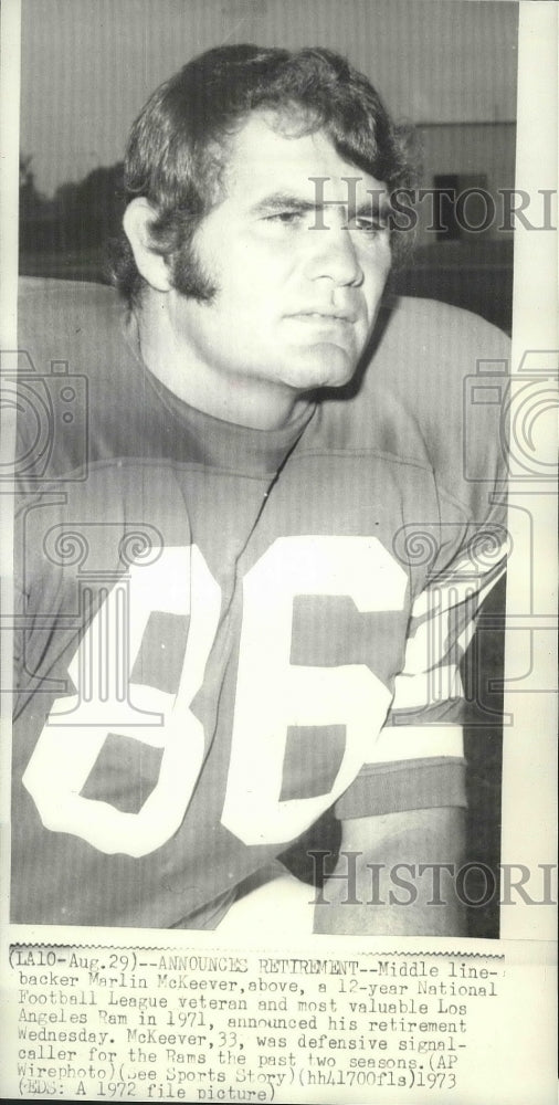 1972 Press Photo Los Angeles Rams football player, Marlin McKeever - sps08600- Historic Images