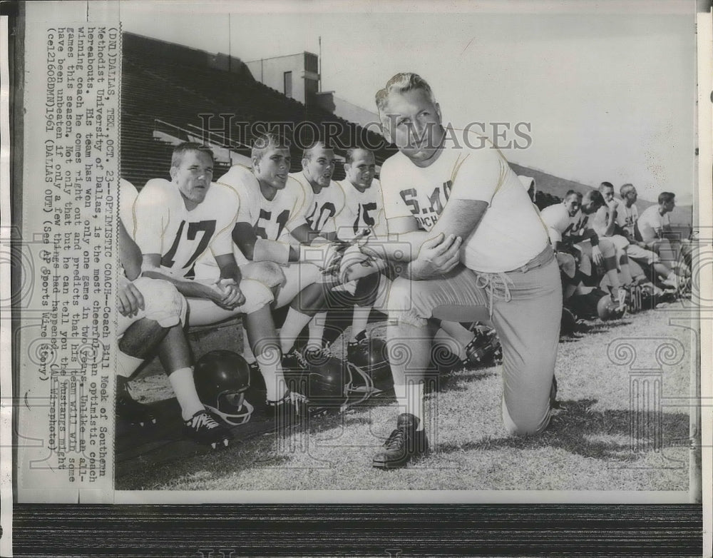 1961 Press Photo Football Coach Bill Meek Southern Methodist University, Dallas- Historic Images