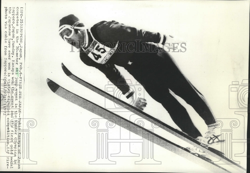 1972 Press Photo Japanese skiing Olympic medalist, Yulio Kasaya, in action- Historic Images