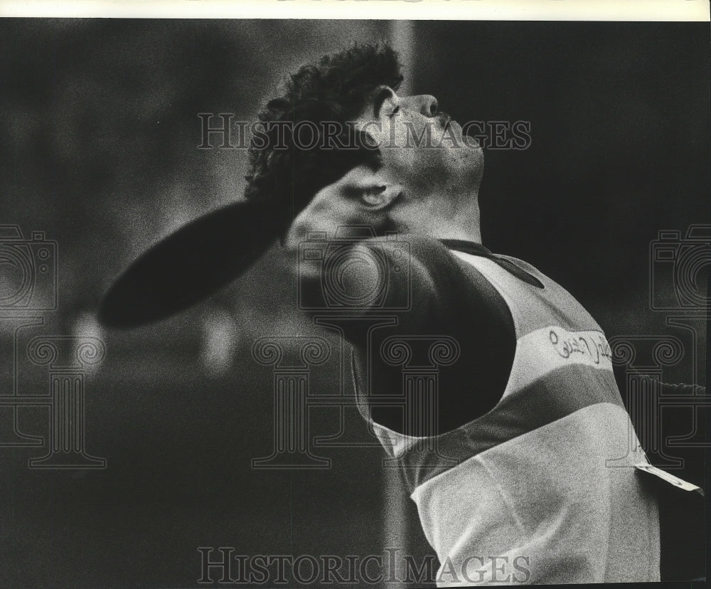 1984 Press Photo Discus thrower Matt Jensen - sps08970- Historic Images