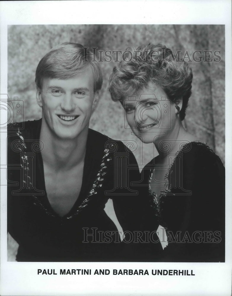 1987 Press Photo Ice-Skaters Paul Martini and Barbara Underhill Pose Together- Historic Images