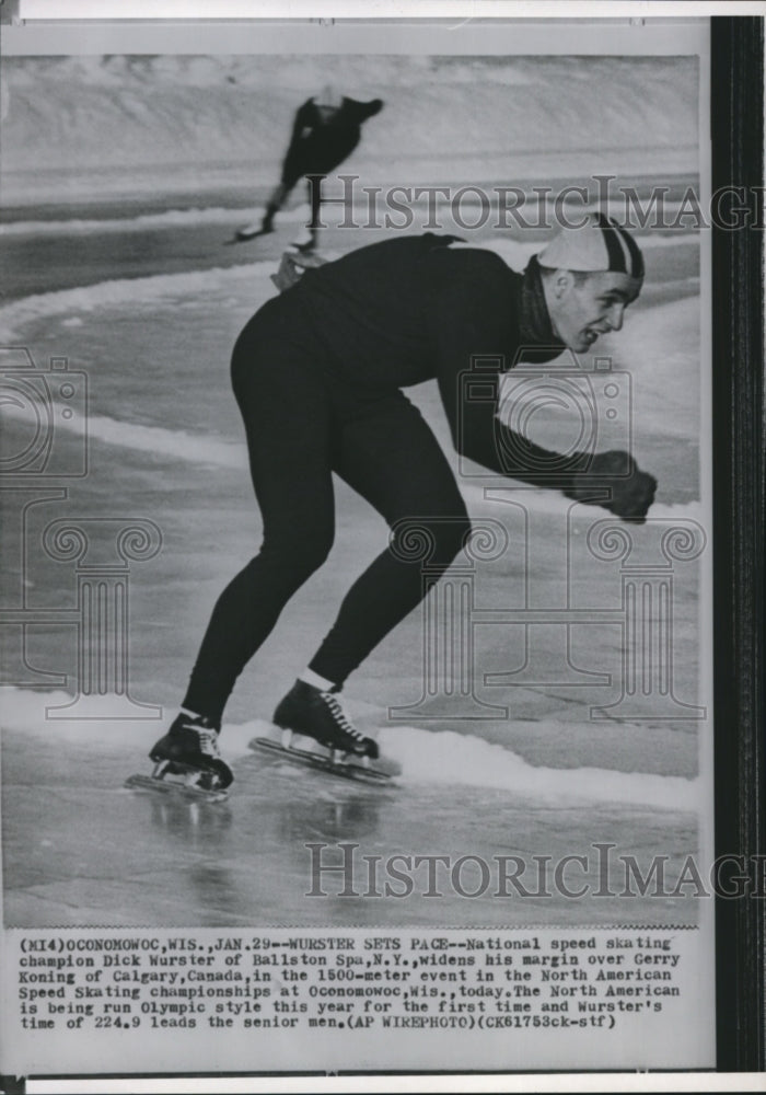 1985 Press Photo Ice Skater Dick Wurster Widens Margins in Skating Championship- Historic Images