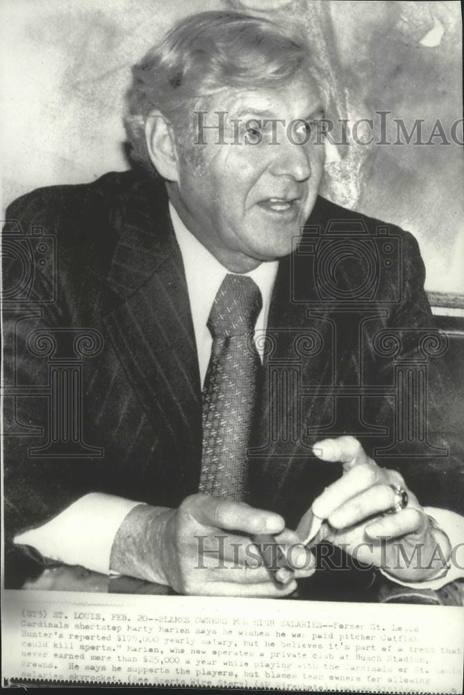 Press Photo Former St. Louis Cardinals baseball shortstop, Marty Marion- Historic Images