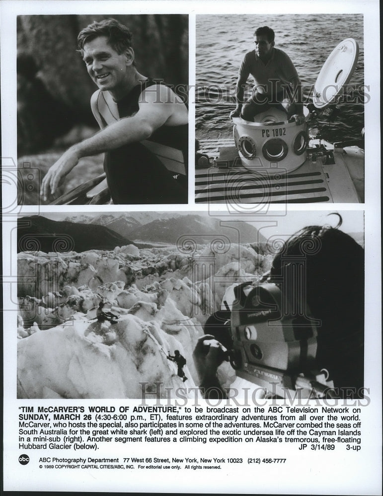 1989 Press Photo Tim McCarver&#39;s world of adventure,&quot; to be broadcast on ABC- Historic Images