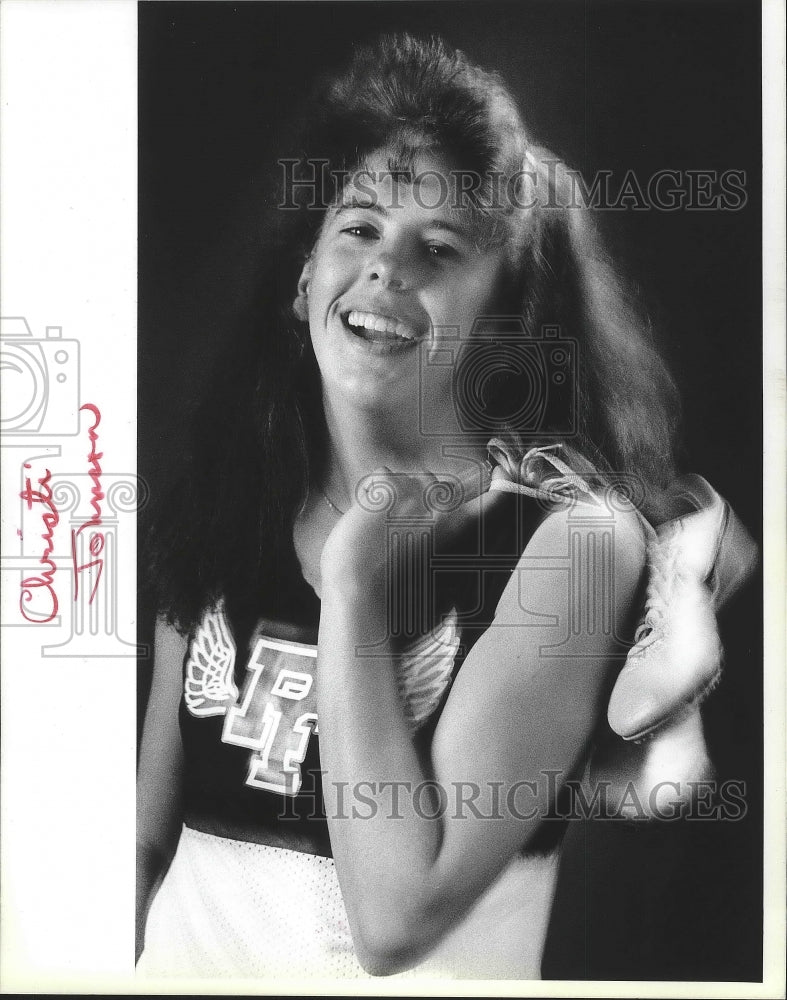 1990 Press Photo Track athlete Kristi Johnson - sps09702- Historic Images