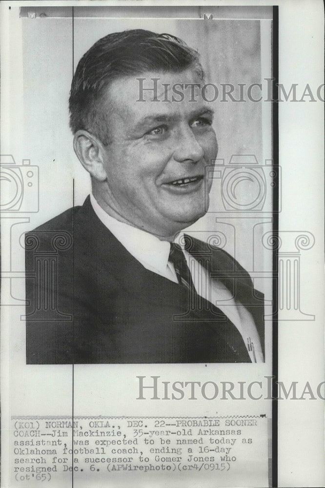 1965 Press Photo Jim Mackinzie named Oklahoma football coach - sps09840- Historic Images