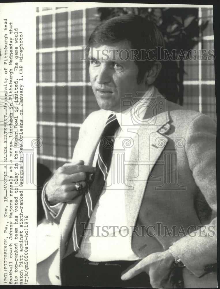 1876 Press Photo Johnny Majors, head football at University of Pittsburgh- Historic Images