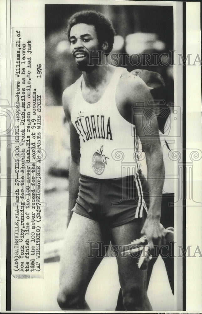 1976 Press Photo Florida Track Cub runner, Steve Williams, ties for world record- Historic Images