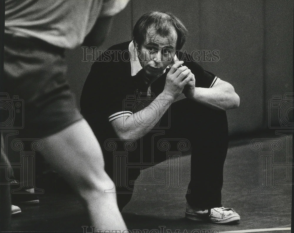 1985 Press Photo North Idaho College Wrestling John Owen - sps10323- Historic Images