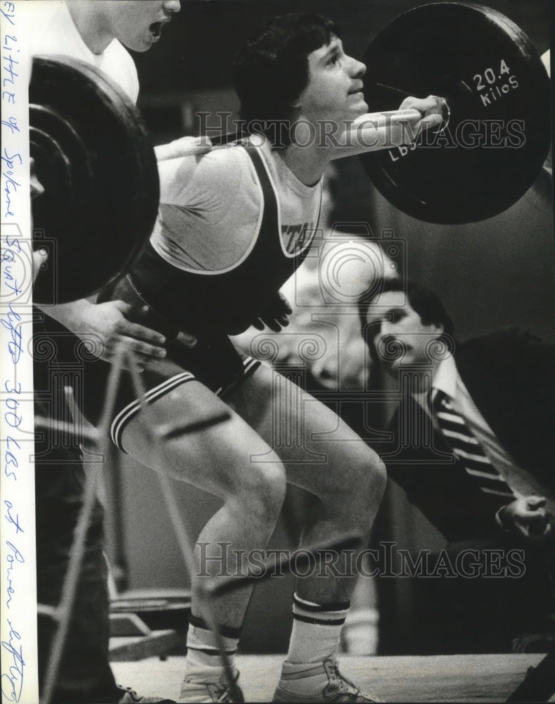 1985 Press Photo Weightlifting-Morey Little Performs Power Lift - sps10649- Historic Images