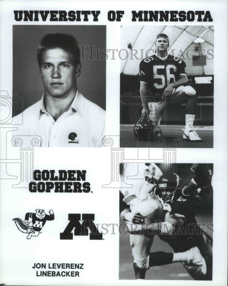 1988 Press Photo University of Minnesota Foortball Linebacker John Leverenz- Historic Images