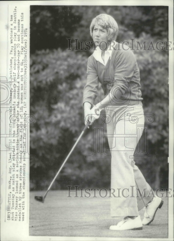 1974 Press Photo Debbie Massey at USGA Women&#39;s Amateur Golf Championship- Historic Images