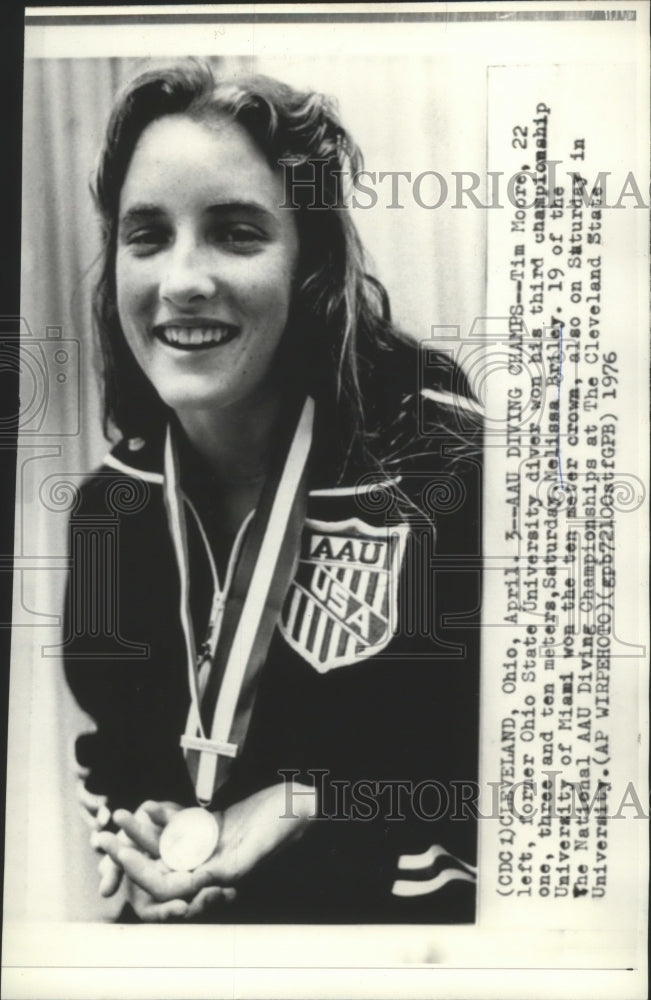 1976 Press Photo Melissa Briley, The National AAU Diving Championships- Historic Images