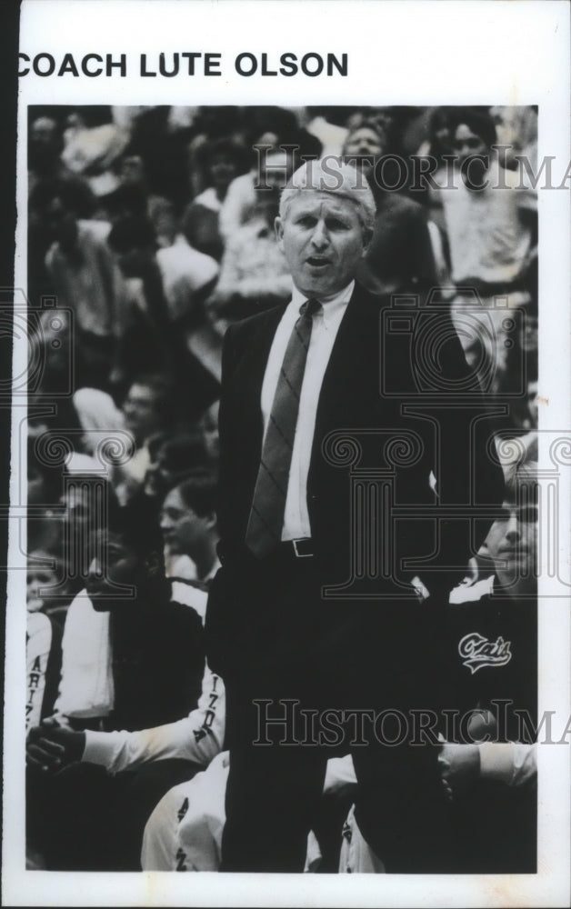 1990 Press Photo University of Arizona basketball , Lute Olson - sps11057- Historic Images