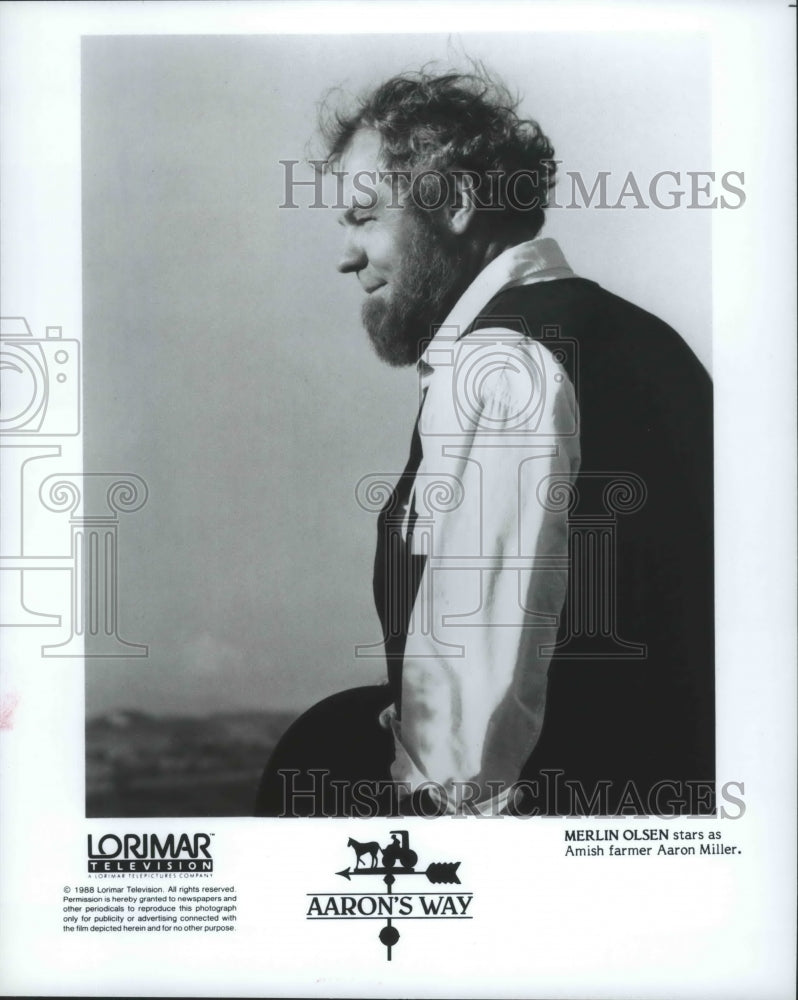 1988 Press Photo Ex-football player, Merlin Olsen, stars in &quot;Aaron&#39;s Way&quot;- Historic Images