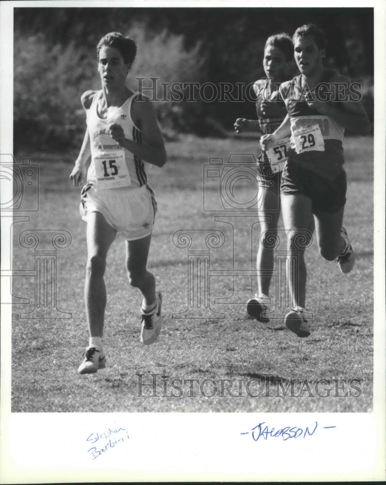 1990 Press Photo Track athletes Stephen Barbieri, Ty Whitten, Yukon Degenhart- Historic Images