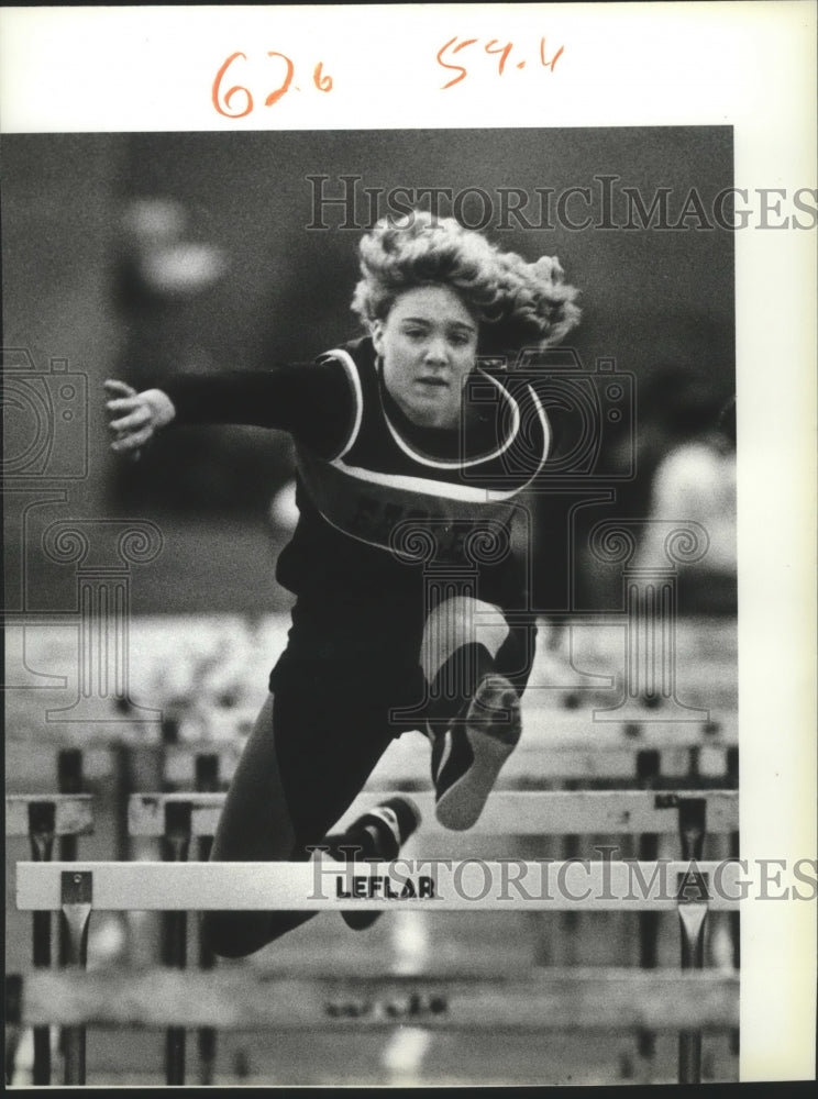 1985 Press Photo West Valley Eagles track &amp; field hurdler, Lori Beckstrom- Historic Images