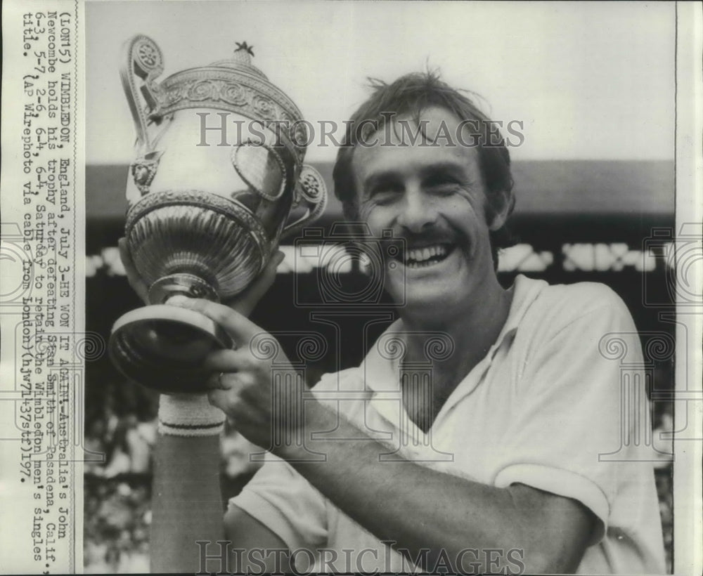 Press Photo Australian Tennis Player John Newcombe Holds Trophy in Wimbledon- Historic Images