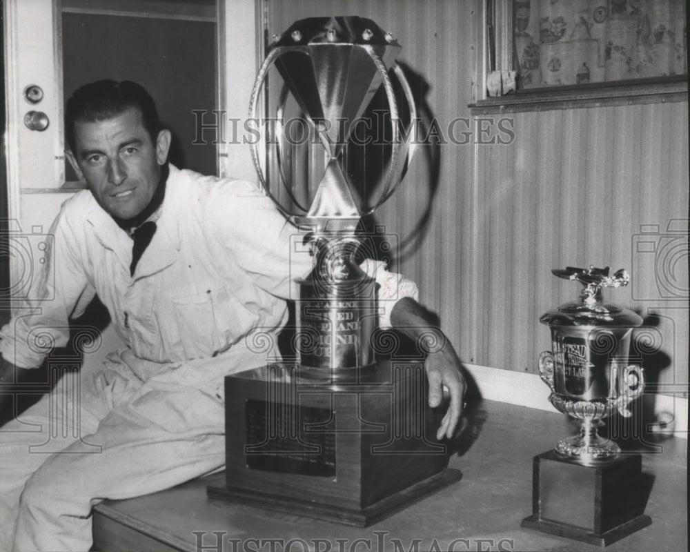 1966 Press Photo Miko Slovoli poses with trophies - sps11773- Historic Images