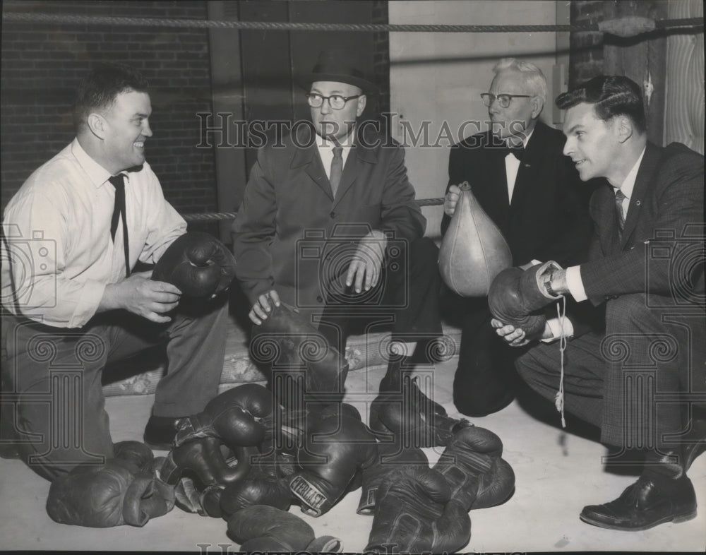 1962 Press Photo Spokane Boxing coaches check boxing equipment for new season- Historic Images