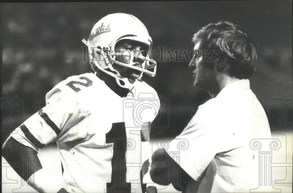 1979 Press Photo Football player Ricky Tedford and coach Gary Davis - sps11990- Historic Images