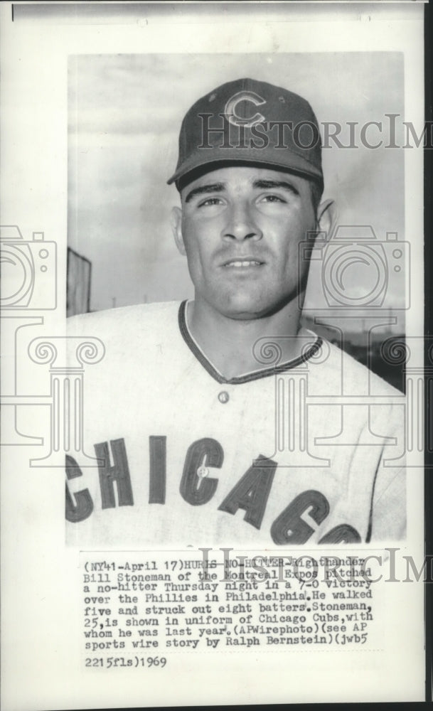 1969 Press Photo Bill Stoneman wearing Chicago uniform but now plays for Expos- Historic Images