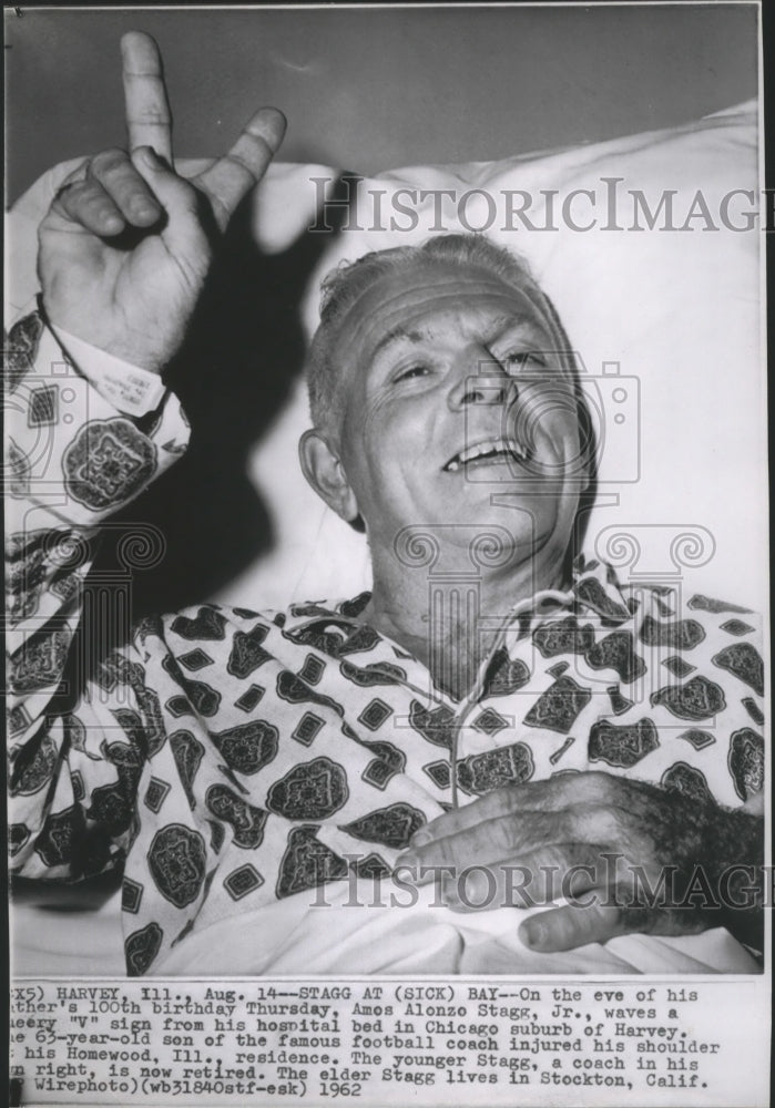 1962 Press Photo A.A. Stagg, famous football coach&#39;s son in Illinois hospital- Historic Images