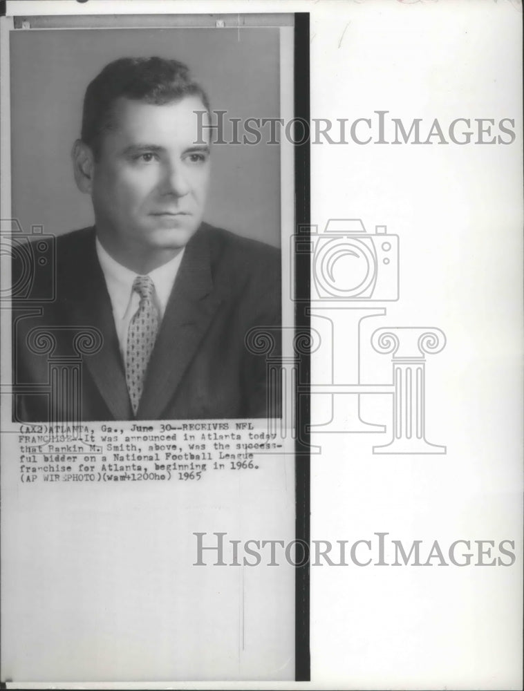 1965 Press Photo Rankin Smith won bid for National Football franchise in Atlanta- Historic Images